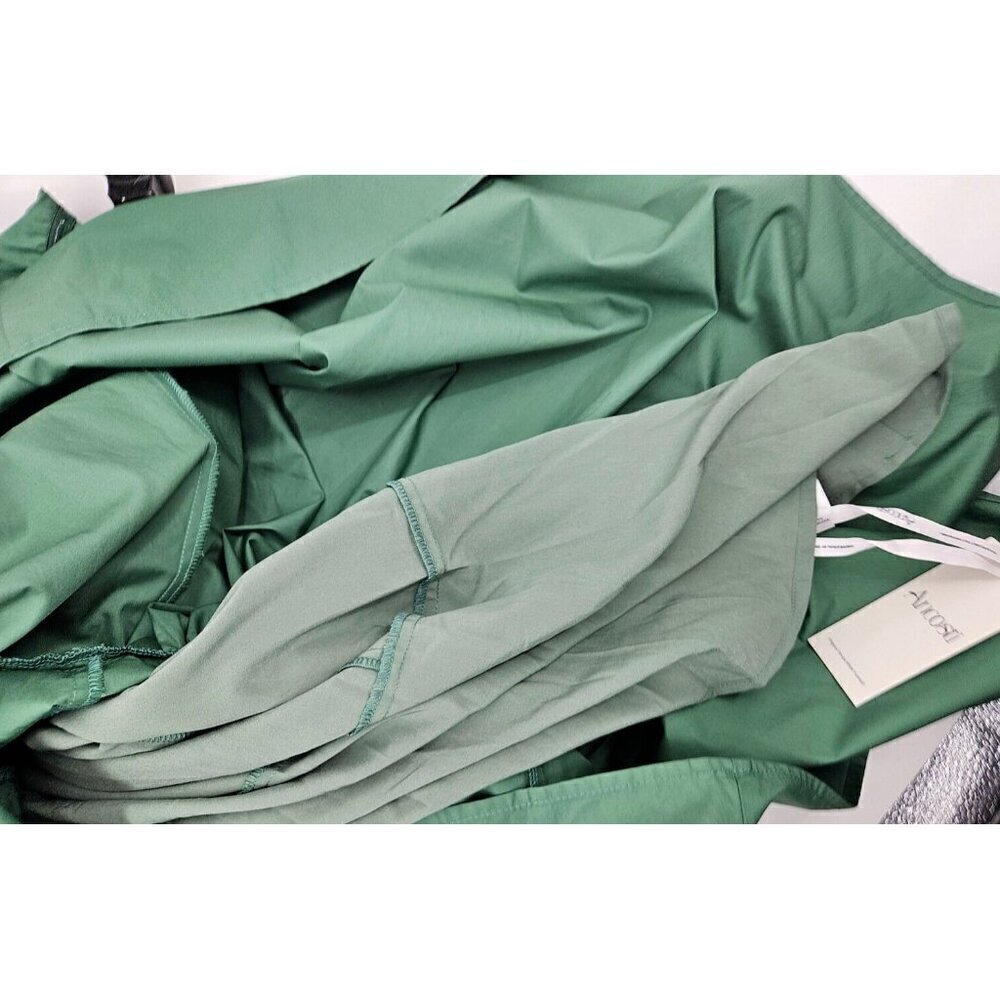 New Ancosti Strapless Maxi Dress Womens Medium Green Cotton Drop Waist - Picture 8 of 11